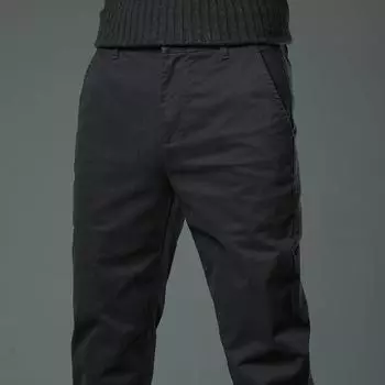 2024 Новые весенние и осенние плюшевые/обычные высококачественные мужские повседневные брюки облегающие прямые брюки в стиле вестерн модные длинные брюки 28 чёрный