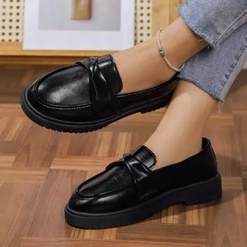 2024 новые весенние и осенние женские повседневные туфли маленькие кожаные туфли женские туфли с круглым носком женские туфли на платформе одинарные женские 36
