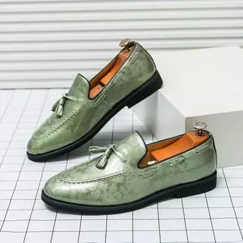 2024 Новые весенние мягкие замшевые мокасины для мужчин с кисточками кожаные повседневные туфли без застежек белые мокасины классические деловые туфли класса люкс 38 чёрный