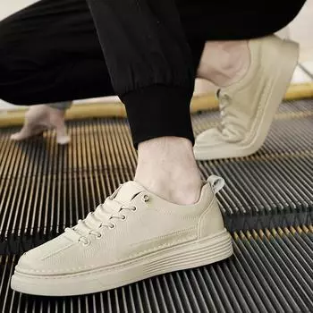 2024 Новые весенние мужские кроссовки, дизайнерские реплики, дышащая обувь с круглым носком, легкая модная универсальная обувь для спорта и отдыха 37 бежевый