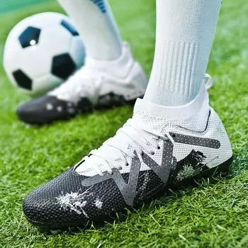 2024 новые высокие футбольные бутсы мужские детские профессиональные тренировочные длинные гвозди популярные футбольные бутсы со сломанным гвоздем 35
