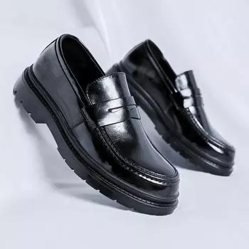 2024 Новые высококачественные деловые мужские повседневные туфли Модные лоферы Мужские туфли на плоской подошве Повседневные кожаные туфли Дерби Удобная прогулочная обувь 38 чёрный