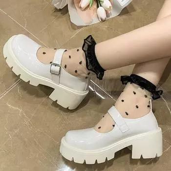 2024 Новые высококачественные кожаные туфли женские туфли Мэри Джейн для женщин с круглым носком и неглубокой пряжкой на ремешке женские туфли сандалии 36 чёрный