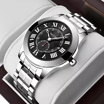 2024 Новые высококачественные модные римские часы из нержавеющей стали с календарем, водонепроницаемые кварцевые мужские часы с маленькой секундной стрелкой