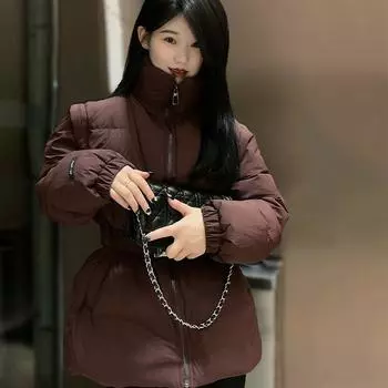 2024 новые женщины могут снять белую куртку-пуховик жилет куртка два носить тонкий модный S 80-57.5kg