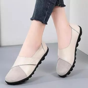 2024 Новые женские балетки на плоской подошве Женские кожаные дышащие мокасины с вырезами Женские туфли-лодочки Балетки Повседневная обувь Chaussure 35 кофейный