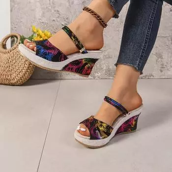 2024 новые женские босоножки на танкетке, женская летняя мода, водонепроницаемая таблица с женскими сандалиями 36 красный