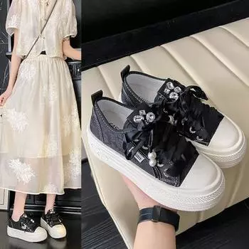 2024 Новые женские черные кроссовки из парусины на платформе со шнуровкой, удобная обувь, модная многофункциональная женская дизайнерская обувь для активного отдыха 35 бежевый