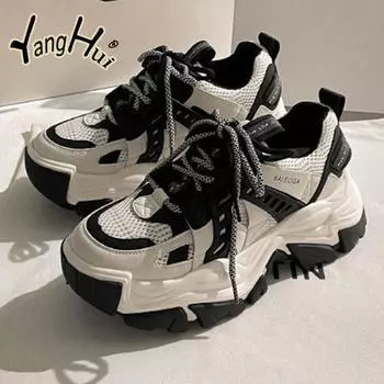 2024 Новые женские кроссовки для бега и спорта, увеличивающие рост, износостойкие кремово-белые кроссовки в корейском стиле на осень и зиму 35