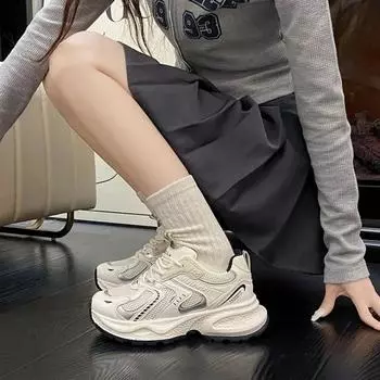 2024 Новые Женские Кроссовки На Толстой Подошве Дышащие Кроссовки Женские Модные Студенческие Кроссовки Для Девочек Zapatos De Mujer 35 чёрный