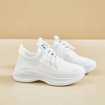 2024 новые женские кроссовки сетчатые дышащие на шнуровке легкие спортивные кроссовки для фитнеса мягкая подошва повседневные сетчатые кроссовки для бега 35 бежевый
