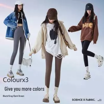 «2024 Новые женские леггинсы для йоги с высокой талией и бархатной подкладкой серого цвета: Теплая осенне-зимняя одежда XXL