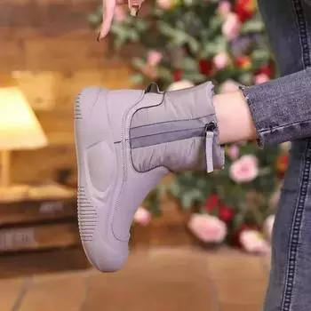 2024 Новые женские модные ботинки Зимняя хлопковая обувь Плюшевая утолщенная женская обувь Нескользящая теплая хлопковая обувь Зимние ботинки 35 белый