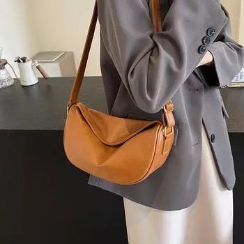 2024 Новые женские модные сумки в стиле ретро, однотонные сумки из искусственной кожи на плечо, подмышки, повседневные женские сумки-бродяги белый