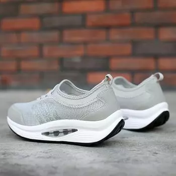 2024 Новые женские мокасины Модные полосатые повседневные туфли Кроссовки для ходьбы, увеличивающие рост Удобные дышащие повседневные кроссовки 35 серый