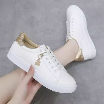 2024 Новые женские повседневные кроссовки, модные белые туфли 34 чёрный