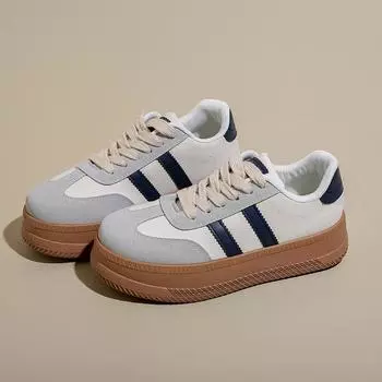 2024 Новые женские повседневные кроссовки, модные туфли на шнуровке на платформе из вулканизированной стали для женщин, прочные туфли на плоской подошве, женские кроссовки для бега 35 серебряный