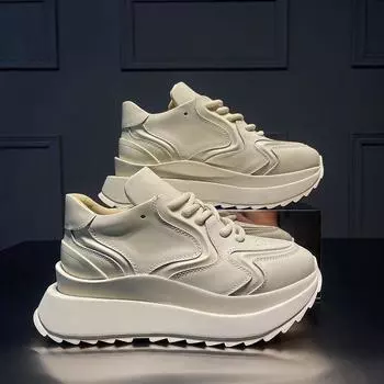 2024 Новые женские повседневные массивные кроссовки весенняя мода платформа шнуровка уличные кроссовки для ходьбы смешанные цвета Zapatillas Mujer 35 бежевый