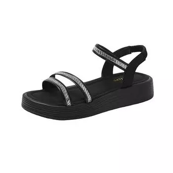 2024 Новые женские сандалии Летние тапочки Женские уличные пляжные туфли Повседневные гладиаторские туфли на платформе Женская обувь Sandalia 35 бежевый