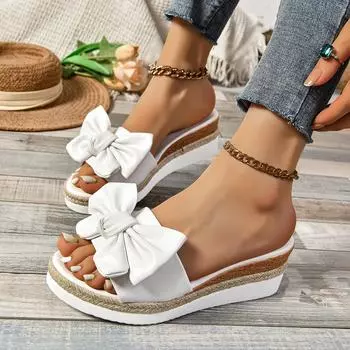 2024 Новые женские сандалии, тапочки на танкетке, босоножки на платформе, босоножки на высоком каблуке