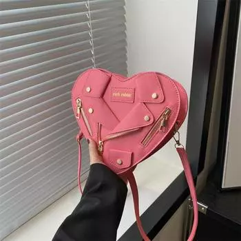 2024 новые женские сумки, летние сумки-мессенджеры в иностранном стиле, простые повседневные сумки в форме сердца, популярные сумки нишевого дизайна в этом году чёрный