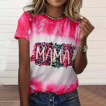 2024 Новые женские свободные топы, футболки с принтом 3D-букв, короткие рукава, модные летние топы и блузки с круглым вырезом, женская одежда S