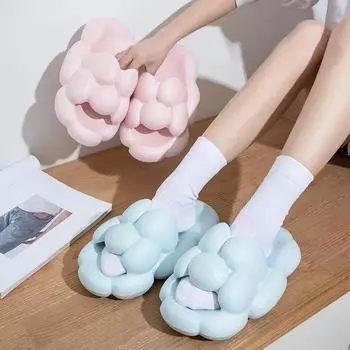 2024 Новые женские тапочки EVA для пар, домашние тапочки для улицы, летние пляжные туфли для спальни, мужские шлепанцы, сандалии на толстой подошве 36-37 розовый