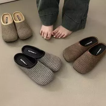 2024 Новые женские тапочки Gentle Wrap Head Half Slipper Женские летние пальто Новые плоские туфли без каблуков Lazy Muller Шлепанцы женские 35 коричневый