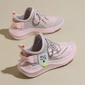 2024 Новые женские теннисные дышащие сетчатые повседневные туфли женские модные кроссовки на платформе женская спортивная обувь легкая вулканизированная обувь женская 35 розовый