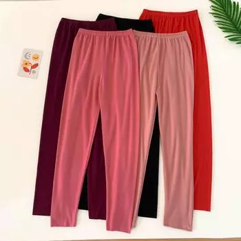 2024 Новые женские теплые длинные брюки для сна термобелье нижнее белье весна осень зима однотонное нижнее белье трусы леггинсы брюки M