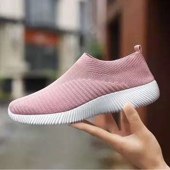 2024 Новые женские туфли Flying Weave большого размера: Дышащие повседневные эластичные носки, низкие, удобные туфли для мам. 40 небесно-голубой