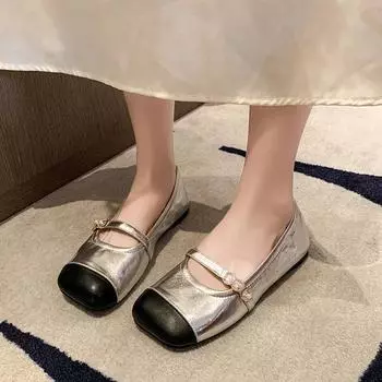 2024 Новые женские туфли на плоской подошве, удобные, с неглубоким носком, универсальные женские туфли без застежек, универсальные для весны и осени 35 бежевый