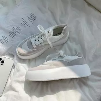 2024 Новые женские туфли на плоской подошве со шнуровкой на платформе, кроссовки из парусины, повседневная женская спортивная обувь для женщин, взрослых, Zapatillas Mujer Chaussure Femme 35 серый