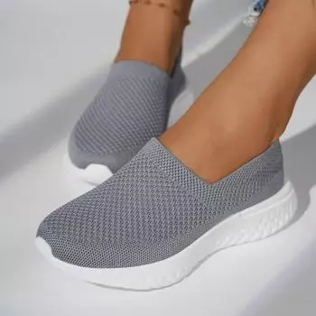 2024 Новые женские туфли Slip on женские туфли из вулканизированной ткани осенние дышащие сетчатые однотонные повседневные плоские удобные спортивные прогулочные туфли 36 чёрный