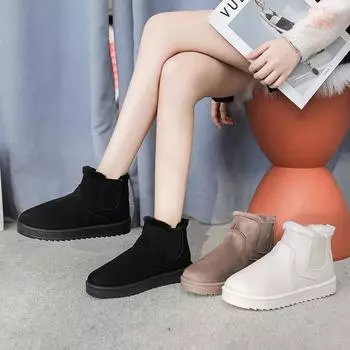 2024 Новые женские зимние ботинки, удобные теплые плюшевые ботильоны, женские классические утолщенные пуховые зимние женские ботинки, массивные ботинки для женщин 36 чёрный