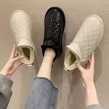 2024 Новые женские зимние ботинки Удобные теплые ботильоны Женские зимние туфли Классические утолщенные пушистые массивные ботинки для женщин 36 чёрный