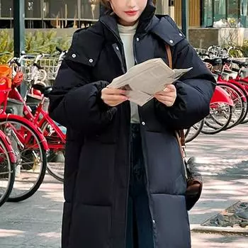 2024 Новые зимние и осенние женские толстовки с капюшоном на белом утином пуху, куртки-пуховики, пальто, теплые ветрозащитные черные белые пальто M темно-синий