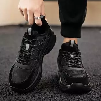 2024 Новые зимние мужские ботинки, тапочки, теплые мужские туфли, водонепроницаемые нескользящие плюшевые кроссовки, мужские кожаные ботинки, большой размер 48 39