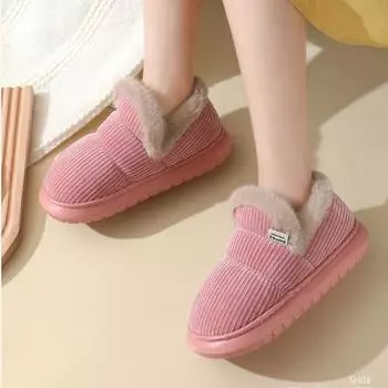 2024 Новые зимние теплые хлопковые туфли, высокие женские туфли на толстой подошве из нескользящего хлопка для мам 36-37 вино красного