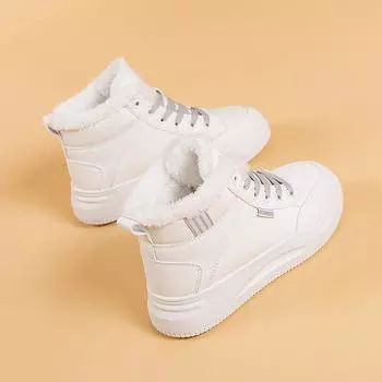 2024 новые зимние туфли с высоким берцем и толстой подошвой, нескользящие износостойкие теплые повседневные туфли, женские туфли из утолщенного бархата и хлопка 35