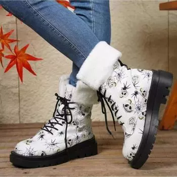 2024 Новые зимние женские ботинки на толстой подошве, зимние китайские ботильоны на квадратном каблуке, уличные женские туфли с перекрестными ремешками и шнуровкой, размер 36-43 35