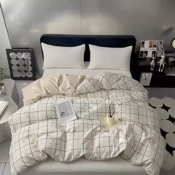 2024 Новый 100% хлопок Простой напечатанный полосатый односпальный пододеяльник 160x210 см 200x230 см Постельное белье Nordic Pop Покрывало для пододеяльника 150x200cm 1pcs