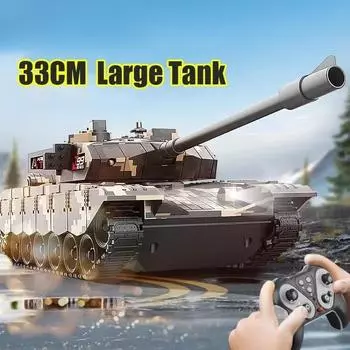 2024 Новый 11-канальный гусеничный танк с дистанционным управлением, большая зарядка, звук и свет, 99A, имитация бронированной модели транспортного средства, электрическая игрушка, подарок для мальчика 1 Battery синий