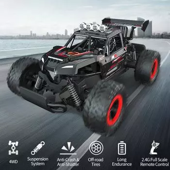 2024 Новый 2.4Ghz 4WD RC Flat Racing Truck с подсветкой 1:14 Дистанционное Управление Мотоцикл Внедорожник Высокоскоростной Автомобиль Внедорожник Детский RC Игрушка Мальчик Подарок красный