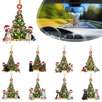 2024 Новый 2D Акрил Плоский Домашний Питомец Собака Рождественский Подвесной Украшение Домашняя Елка Рождество Для Автомобиля Рождество P6A7 8-1pcs