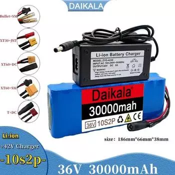 2024 Новый 36 В 30000 мАч 18650 аккумуляторная литий-ионная батарея 10S2P + зарядное устройство можно использовать для велосипедов и мотоциклов