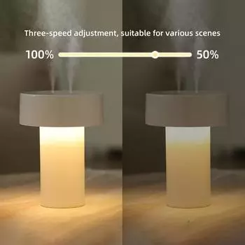 2024 Новый 500 мл Грибной увлажнитель воздуха Аромадиффузор Эфирные масла Диффузор с теплым ночным светом Сенсорный выключатель для домашнего офиса белый