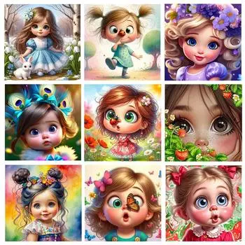 2024 Новый 5DDIY Симпатичная Девушка Бабочка Алмазная Вышивка Мультфильм Полный Круг Квадрат Алмазная Картина Мозаика Пазл Домашнее Украшение Full Round 20x20CM