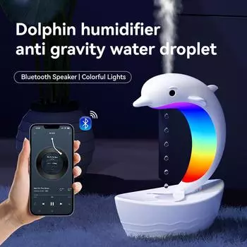 2024 Новый антигравитационный увлажнитель воздуха Dolphin Bluetooth-динамик Красочный свет Может добавлять эфирное масло Настольный креативный ночник белый