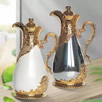2024 Новый арабский термос 800 мл в ближневосточном стиле для ресторана и дома, стеклянный чайник для горячей воды, термос на 24 часа 701-800ml жемчужина белый